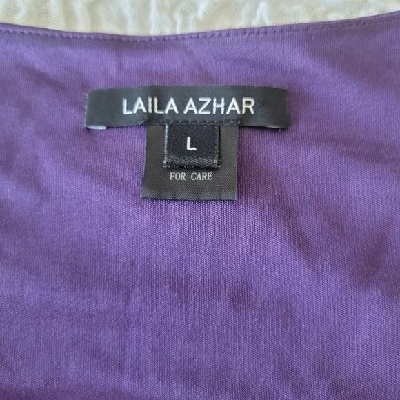 LAILA AZHAR Purple Silk Twist Front Dress Size Large - Picture 4 of 8
